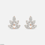 0.75 Carat Leaf Lab Diamond Stud Earrings 14K Rose Gold