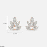 0.75 Carat Leaf Lab Diamond Stud Earrings 14K Rose Gold