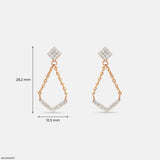 0.35 Carat A-Line Drop Chain Earrings 9K Rose Gold