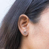 Stunning Circle Diamond Studs 14K White Gold