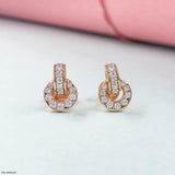 Stunning Circle Diamond Studs 14K White Gold