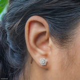 1 Carat Round Solitaire Flower Bud Stub 14K White Gold