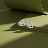 0.8 Carat Triangle Pave Lab Diamond Studs 9K White Gold