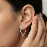 0.5 Carat Pave Geometric Kite Hoop Lab Diamond Earrings 9K White Gold