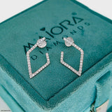 0.5 Carat Pave Geometric Kite Hoop Lab Diamond Earrings 9K White Gold