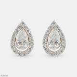 Pointer Pear Halo Diamond Earrings 14K Rose Gold