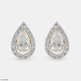 Pointer Pear Halo Diamond Earrings 14K Rose Gold