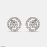 1 Carat Round Solitaire Halo Earrings 9K Yellow Gold