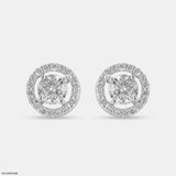 1 Carat Round Solitaire Halo Earrings 9K Yellow Gold