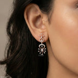 Sparkling Trap Diamond Earrings 9K Rose Gold