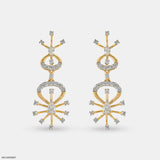 Sparkling Trap Diamond Earrings 14K Yellow Gold