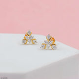Golden Triangular Diamond Stud Earrings 18K Yellow Gold