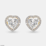 1 Carat Heart Halo Earrings 18K Yellow Gold