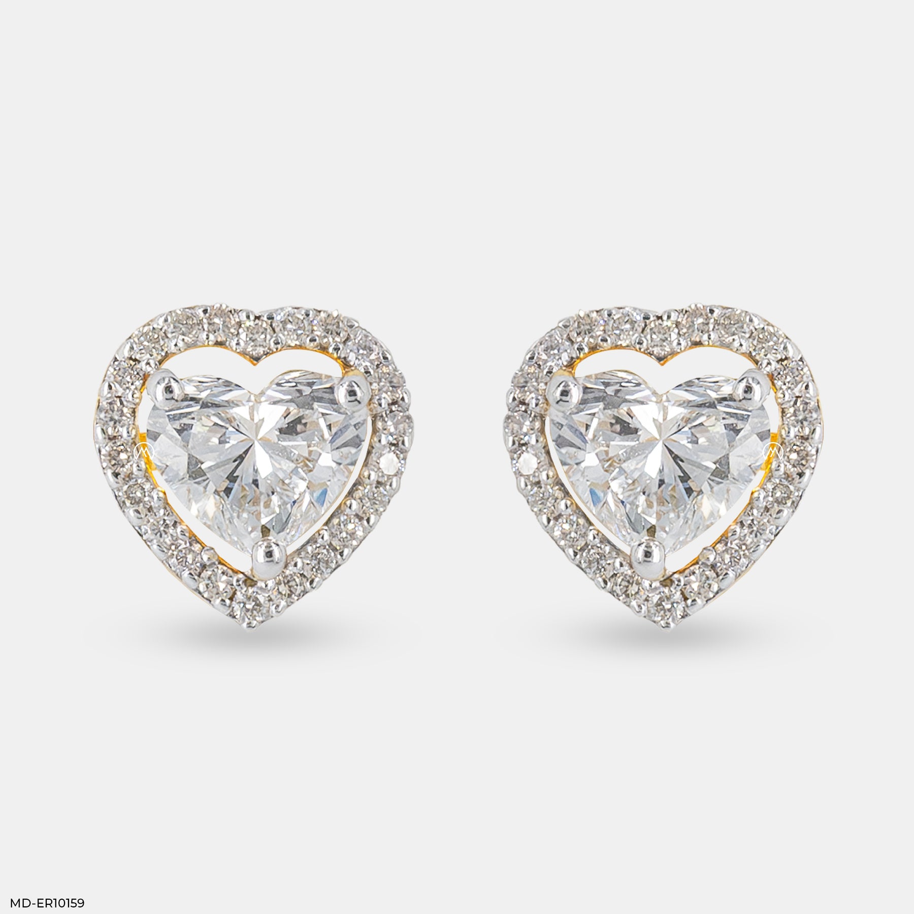 1 Carat Heart Halo Earrings 18K Yellow Gold