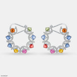 Rainbow Diamond Hoops Earrings 18K Yellow Gold