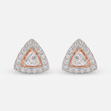 Triangle Halo Diamond Stud Earrings 9K Yellow Gold