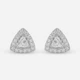 Triangle Halo Diamond Stud Earrings 14K Yellow Gold
