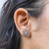 Dazzle Double Halo Diamond Earring 9K Yellow Gold