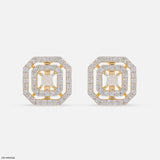 Dazzle Double Halo Diamond Earring 14K Yellow Gold