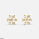 0.75 Carat Floral Cluster Lab Diamond Studs 22K Yellow Gold