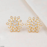 1.25 Carat Round Cluster Starburst Lab Diamond Studs 22K Yellow Gold