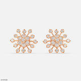 1.25 Carat Round Cluster Starburst Diamond Studs 22K Yellow Gold
