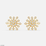 1.25 Carat Round Cluster Starburst Lab Diamond Studs 22K Yellow Gold
