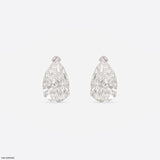 0.5 Carat Pear Pop Lab Diamond Solitaire Stud 18K White Gold