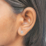 0.5 Carat Pear Pop Lab Diamond Solitaire Stud 18K White Gold