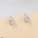 0.5 Carat Pear Pop Lab Diamond Solitaire Stud 18K White Gold