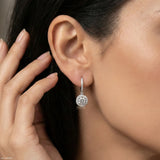 Round Halo Hoop Earrings Platinum 950
