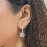 Round Halo Hoop Earrings 14K Yellow Gold