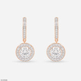 Round Halo Hoop Earrings Platinum 950