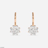 Oria Dangling Round Solitaire Hoops Earrings 9K Rose Gold