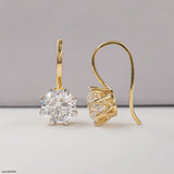 Oria Dangling Round Solitaire Hoops Earrings 9K Rose Gold