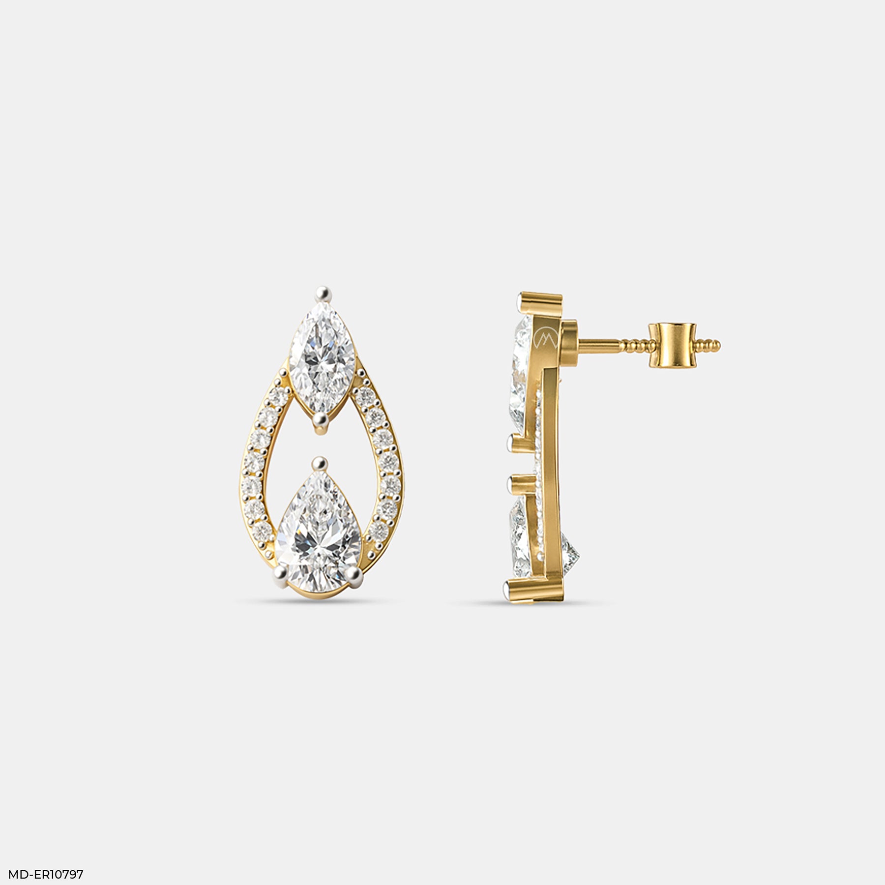 Triple Heart Dangle Diamond Earrings 18K White Gold