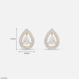 1.15 Carat Pear Halo Grace Lab Diamond Earrings 14K Yellow Gold