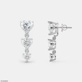 Triple Heart Dangle Diamond Earrings 9K Yellow Gold