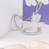 Princess-Cut Diamond Illusion Hoop Earrings 925 Sterling Silver