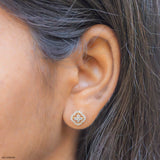 Framed Blossom Lab Diamond Earrings 925 Sterling Silver