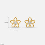 Sparkly Daisy Lab Diamond Stud 925 Sterling Silver