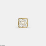 Gold Sqaure Diamond Mens Stud Earring Platinum 950