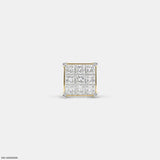 Sparkling Cluster Diamond Mens Stud Earring 9K Yellow Gold