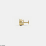 Golden Bezel Round Diamond Mens Stud Earring 18K White Gold