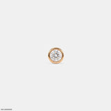 Golden Bezel Round Diamond Mens Stud Earring 18K White Gold