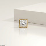 Sqaure Frame Princess Diamond Mens Stud Earring 9K White Gold