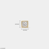 Sqaure Frame Princess Diamond Mens Stud Earring 9K White Gold