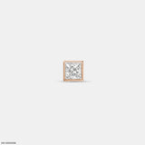 Finite Princess Solitaire Diamond Mens Stud Earring Platinum 950