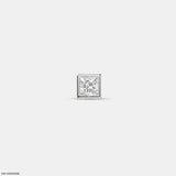 Finite Princess Solitaire Diamond Mens Stud Earring Platinum 950