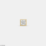 Finite Princess Solitaire Diamond Mens Stud Earring Platinum 950